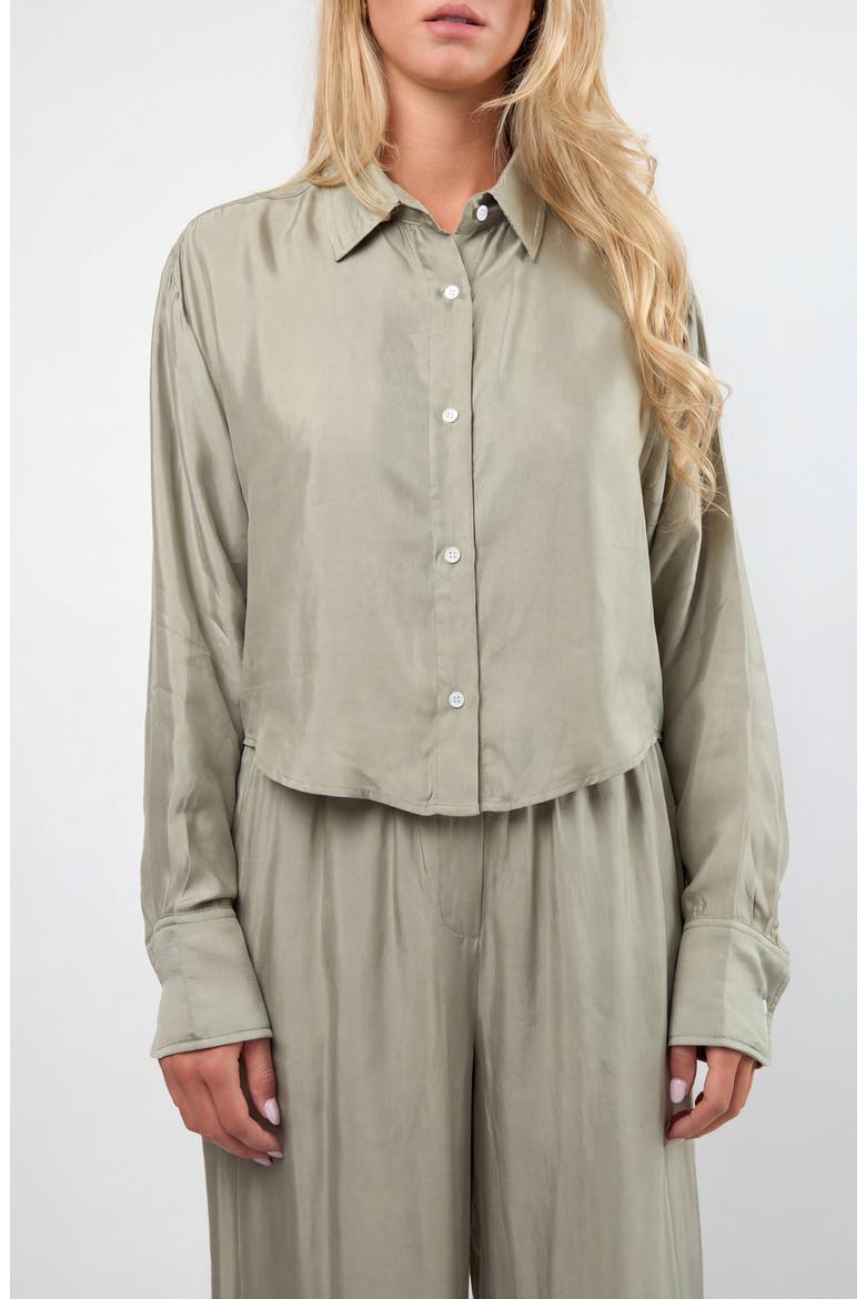 The Riviera Cupro Blend Crop Blouse, Main, color, OLIVE