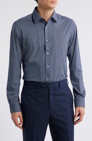 Zanella Bond Micropattern Knit Cotton Blend Dress Shirt