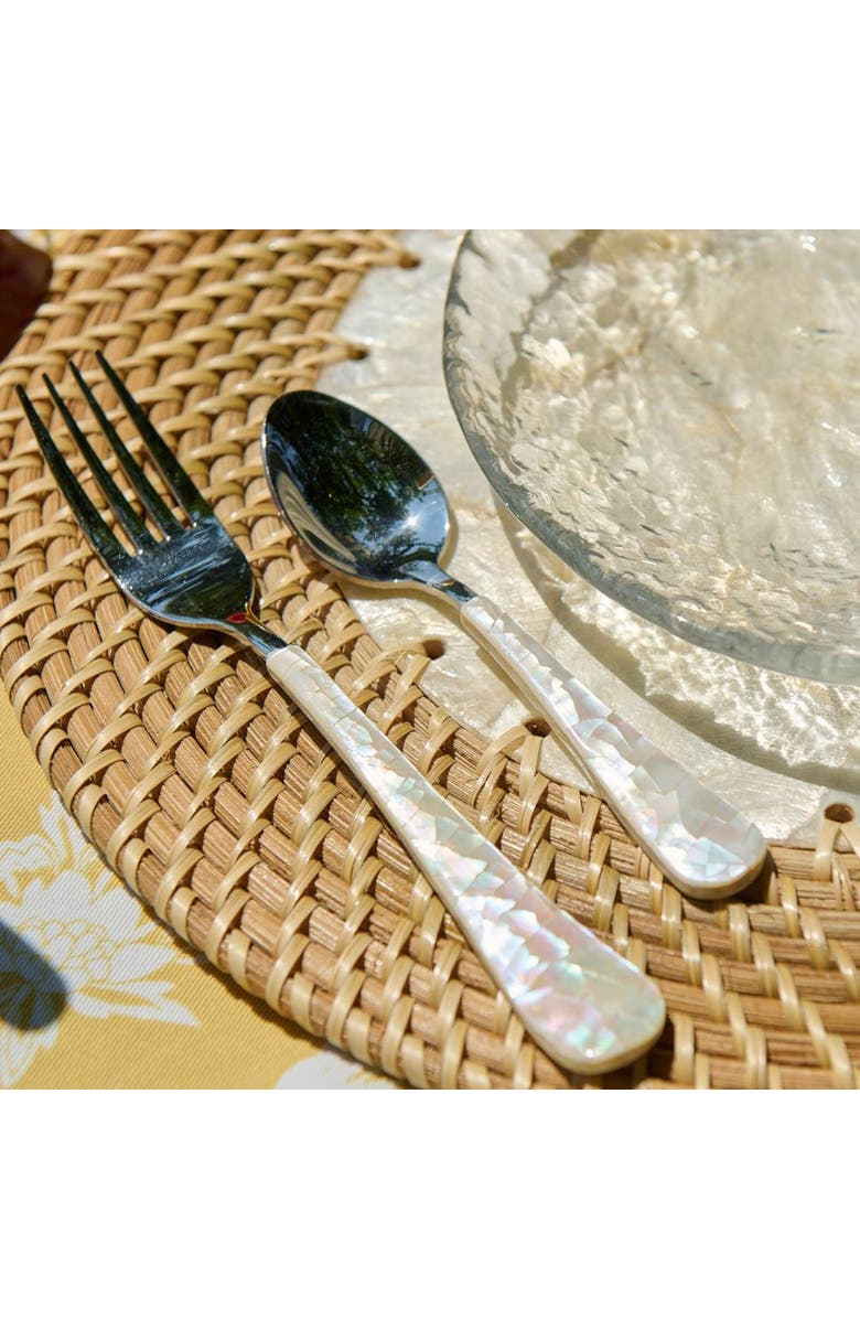 Kubo Mother Of Pearl Flatware - Set of 4, Alternate, color, Natural