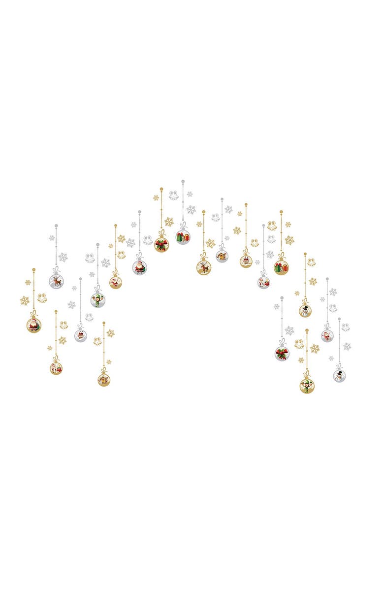 WALPLUS Matte Gold and Silver Christmas Ornaments Wall Stickers Set, Alternate, color, 