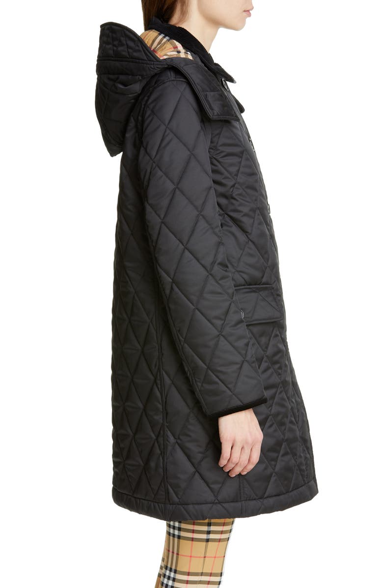 Burberry Dereham Monogram Logo Quilted Coat, Alternate, color, 