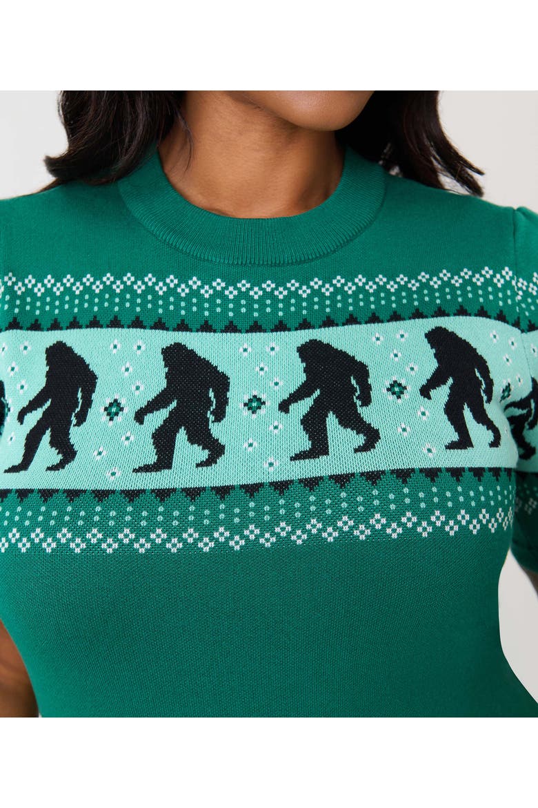Plus Size Paige Sweater, Alternate, color, Green Sasquatch Print