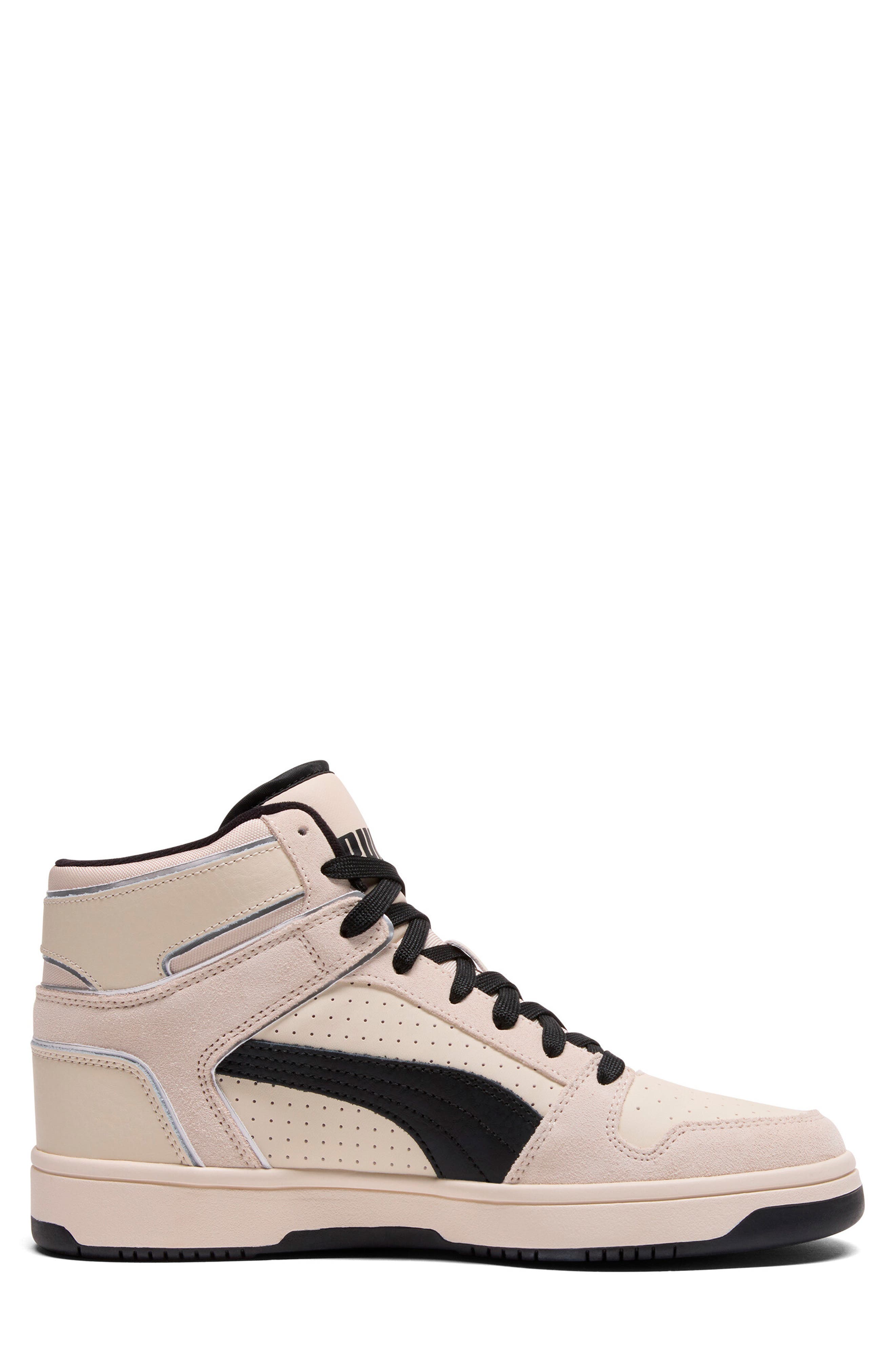 PUMA Rebound Layup High Top Sneaker, Alternate, color, Alpine Snow-Puma Black- Silver