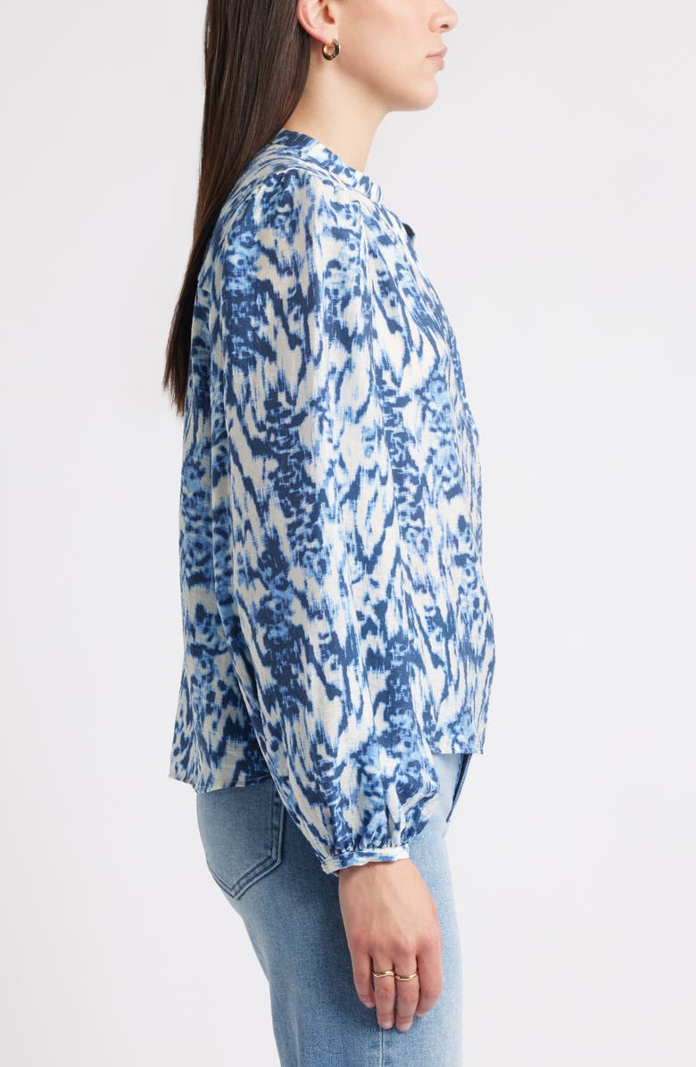 Caslon<sup>®</sup> Embroidered Inset Top, Alternate, color, Ivory- Blue Linen Ikat