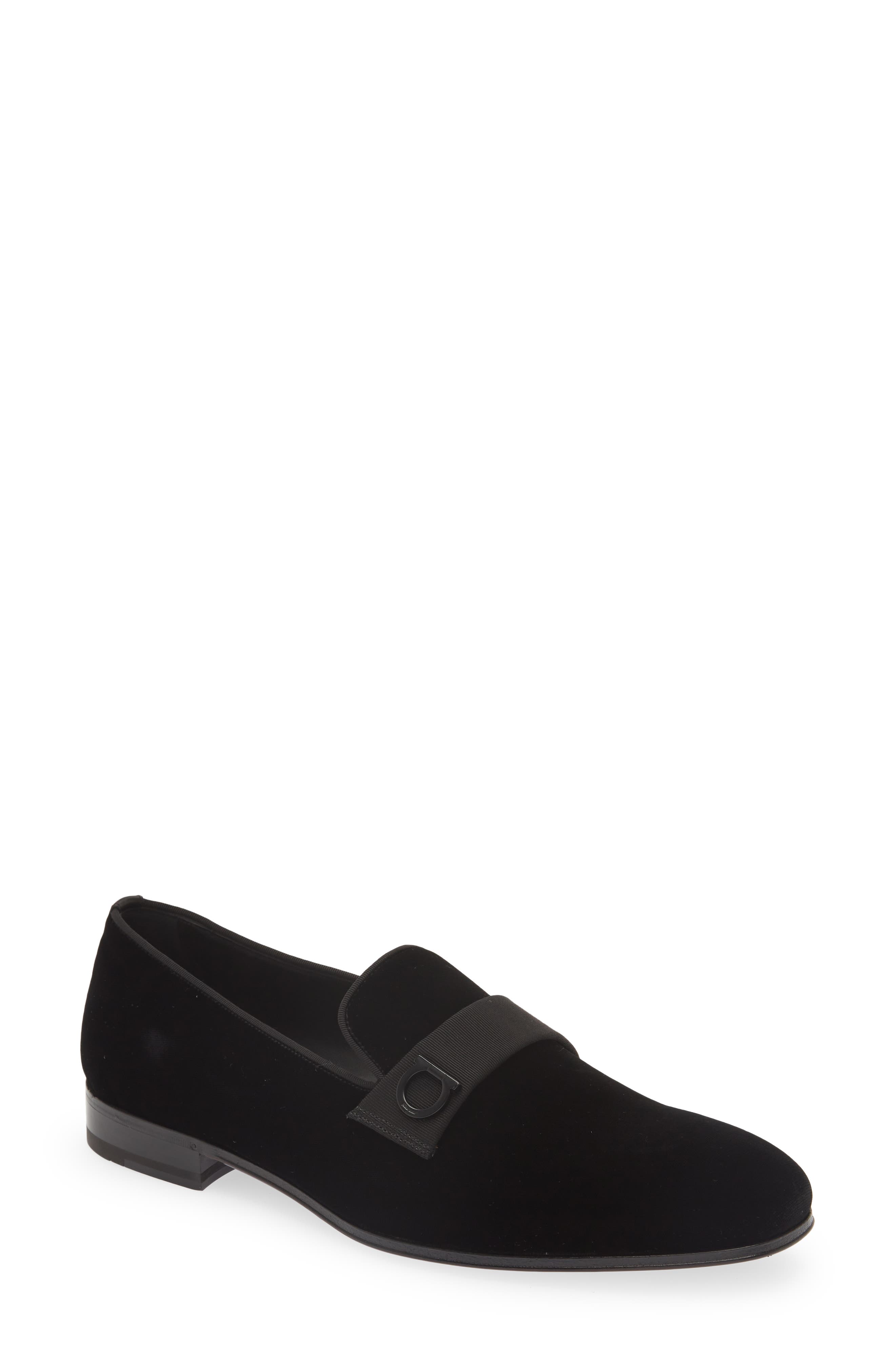 FERRAGAMO Lapo Smoking Slipper, Main, color, Nero