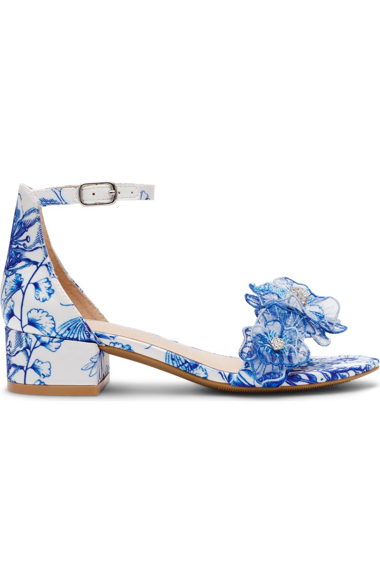 Betsey Johnson Kids' Petra Ankle Strap Sandal, Alternate, color, White/ Blue Floral