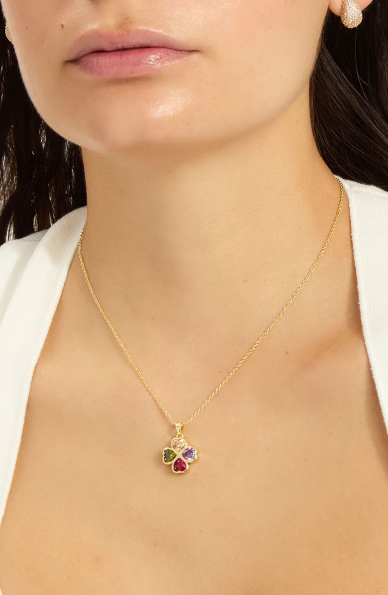 Adornia Set of 2 Clover Pendant Necklaces, Alternate, color, Gold