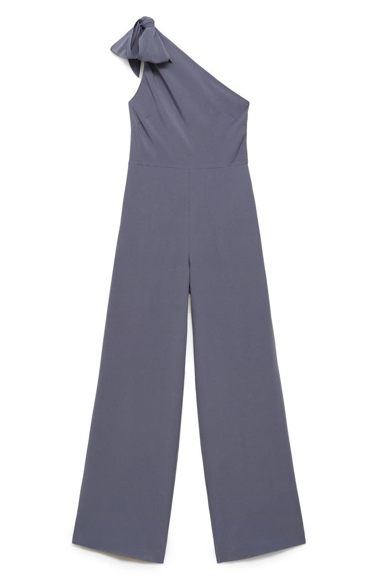 MANGO Asymmetric Satin Jumpsuit, Alternate, color, Charcoal