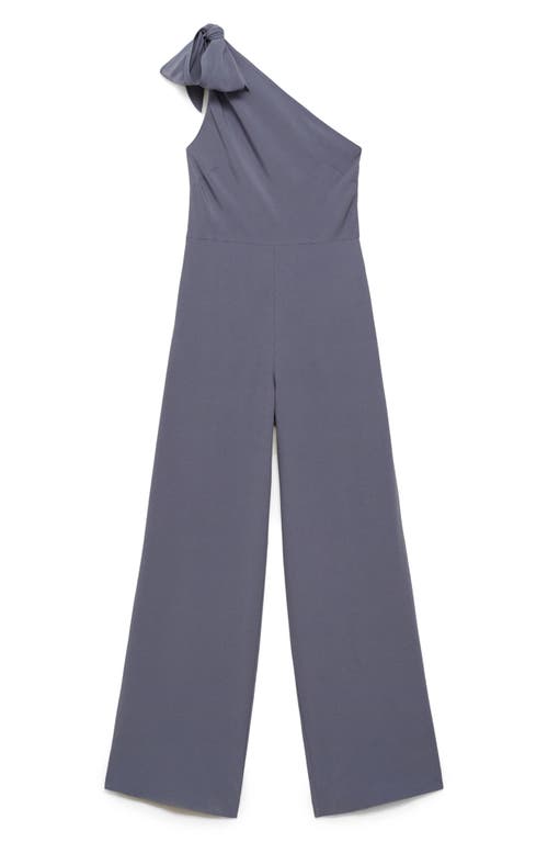 Mango Asymmetrical Satin Jumpsuit Charcoal In Charcoal
