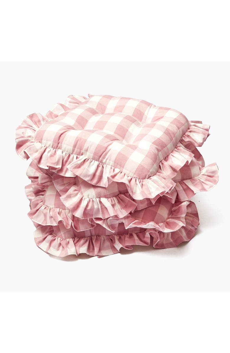 Mrs. Alice Pink Gingham Ruffle Seat Pad Cushion, Alternate, color, Pink