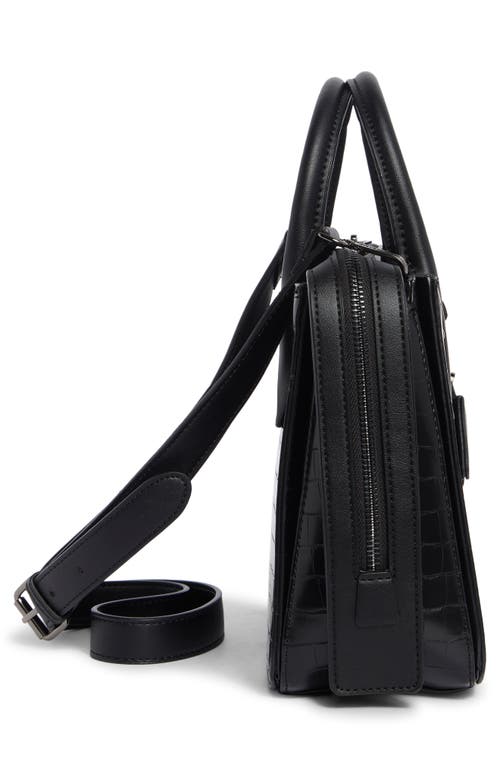 Steve Madden Foster Croc Embossed Satchel Bag In Black