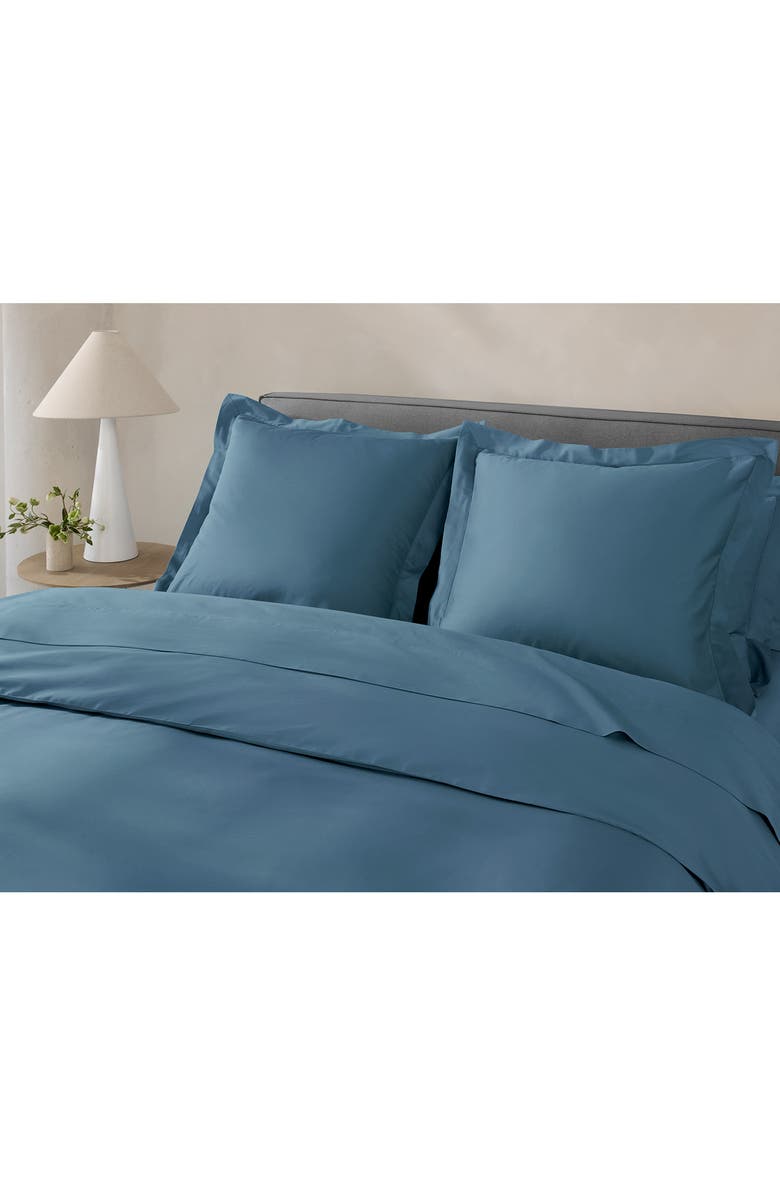 Coyuchi Classic Organic Cotton Sateen Duvet & Sham Set, Alternate, color, Cerulean