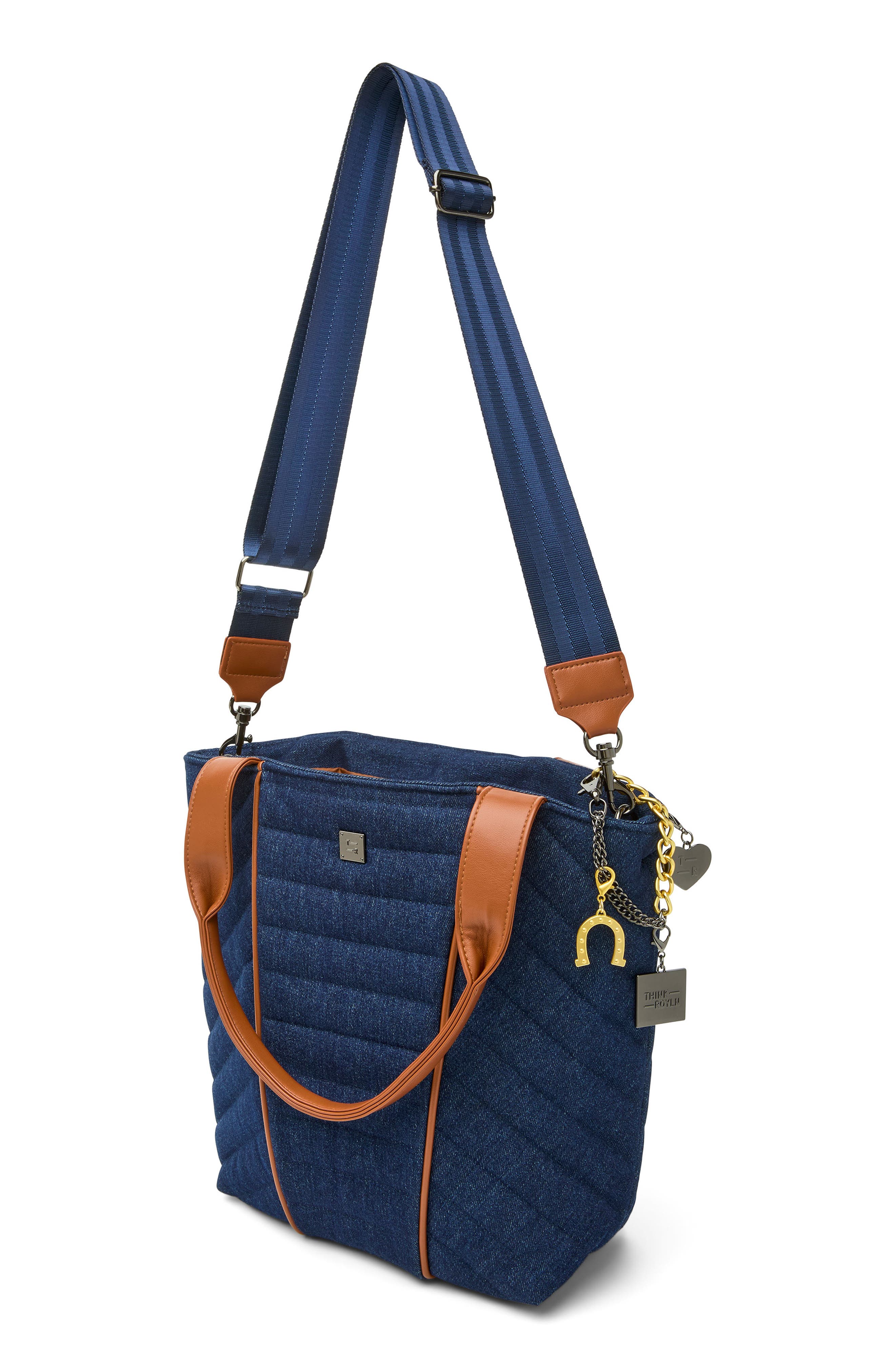 THINK ROYLN High Note Tote, Alternate, color, Dark Denim & Mocha Luxe Trim
