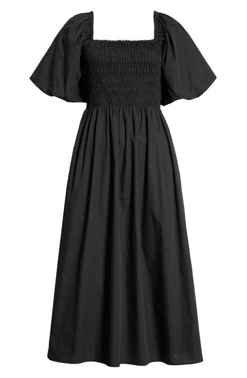 Sonia Bubble Sleeve Smocked Midi Dress