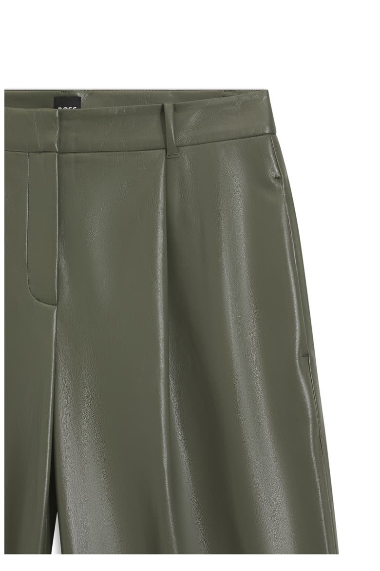 Tiana Pleated Faux Leather Pants, Alternate, color, TEA LEAF