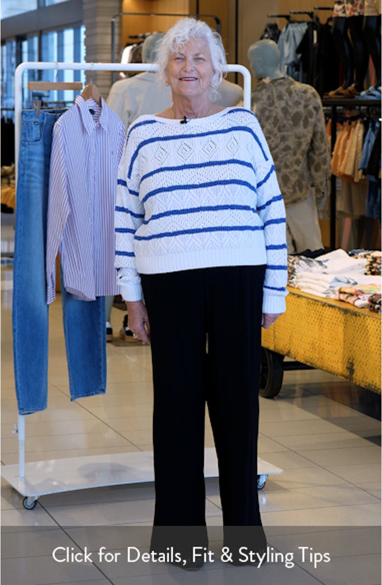 Stripe Pointelle Cotton Blend Sweater, sales video thumbnail