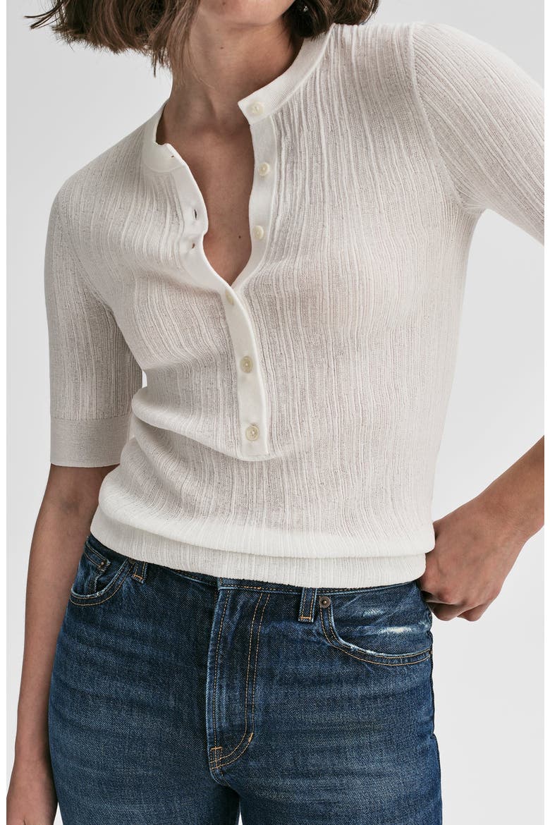 Fisher Rib Cotton Blend Top, Alternate, color, BRIGHT WHITE
