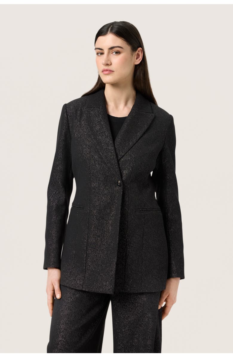 Soaked in Luxury SLCahlina Single-breasted Glitter Blazer, Main, color, Gun Metal