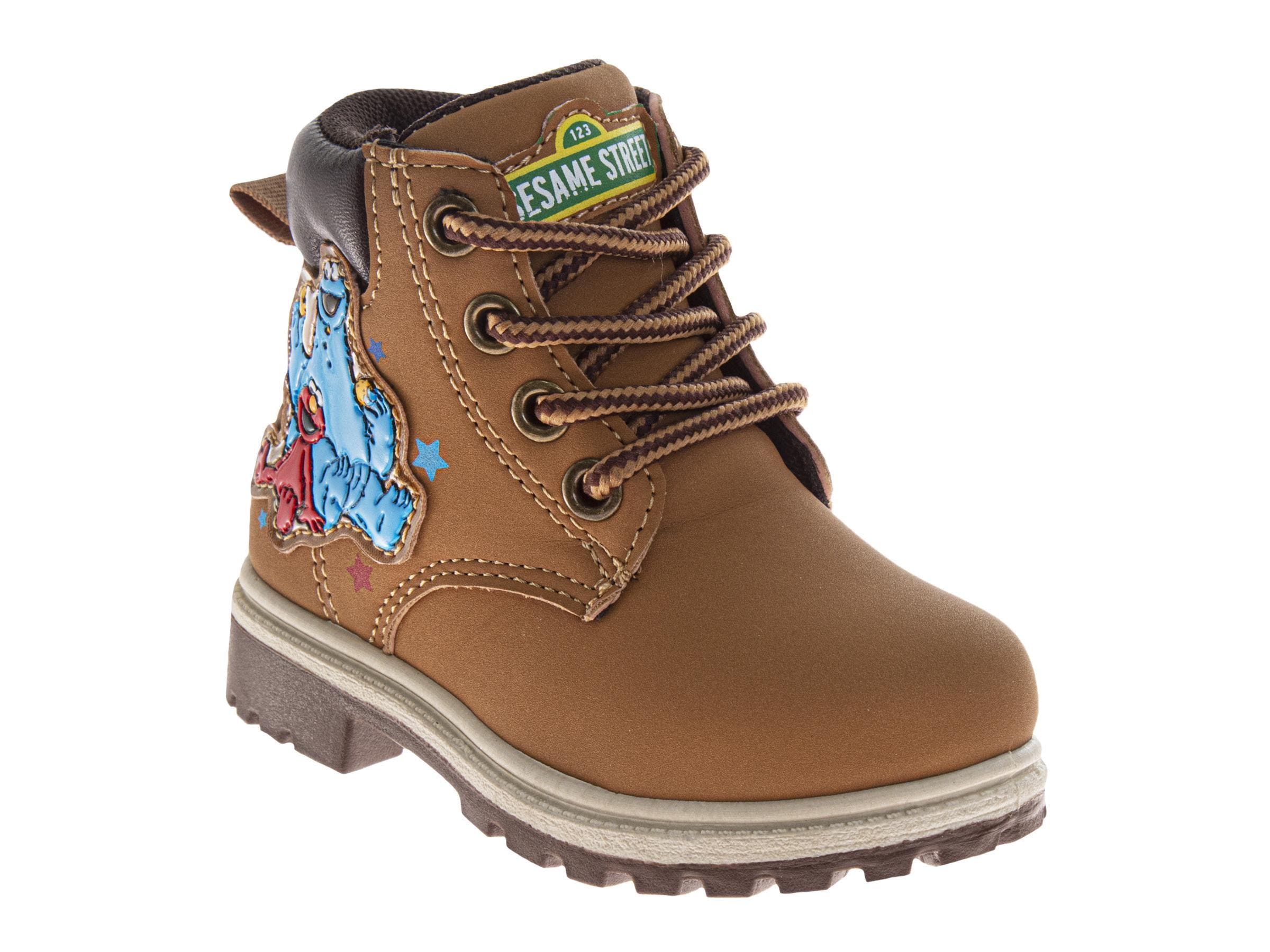 Sesame Street<sup>®</sup> Sesame Street Elmo and Cookie Monster Toddler' Lace Up Boots., Main, color, Wheat