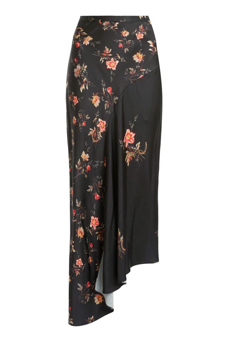 Luisa Tanana Asymmetric Maxi Skirt, Alternate, color, BLACK