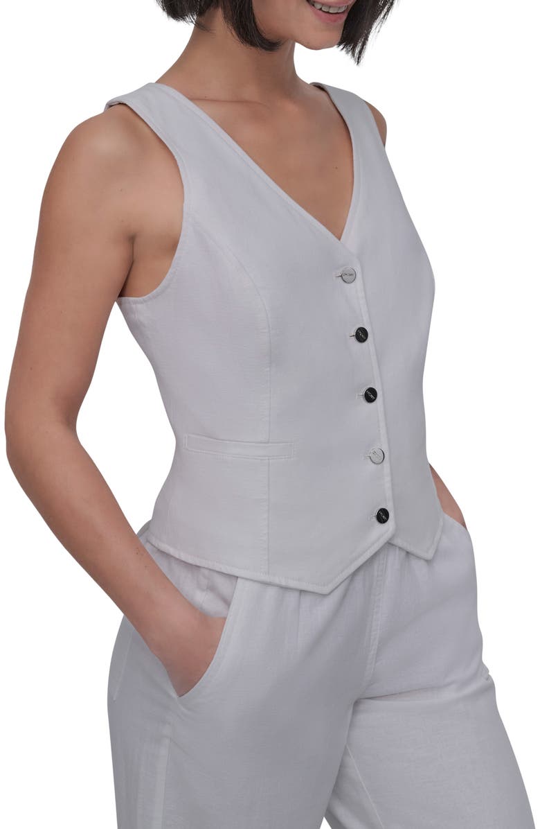 DKNY Linen Blend Vest, Alternate, color, White