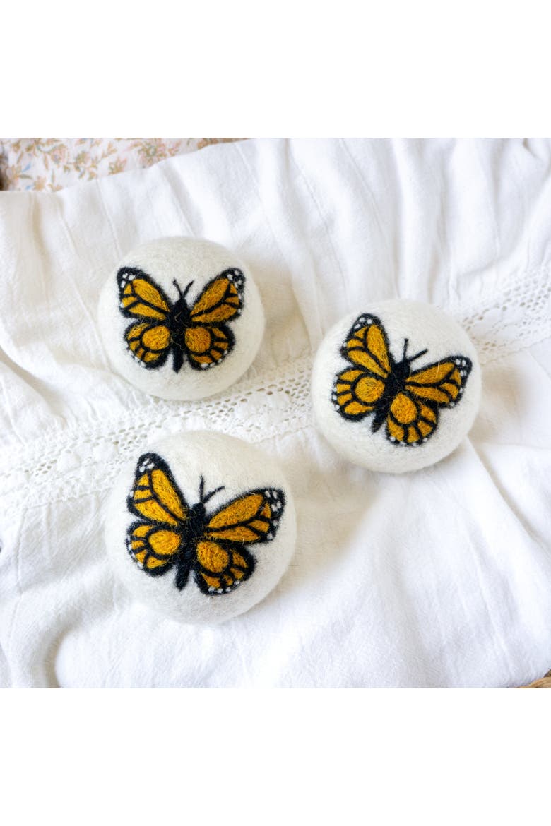 Wool Dryer Balls XL Set of 3, Alternate, color, Monarch Butterfly