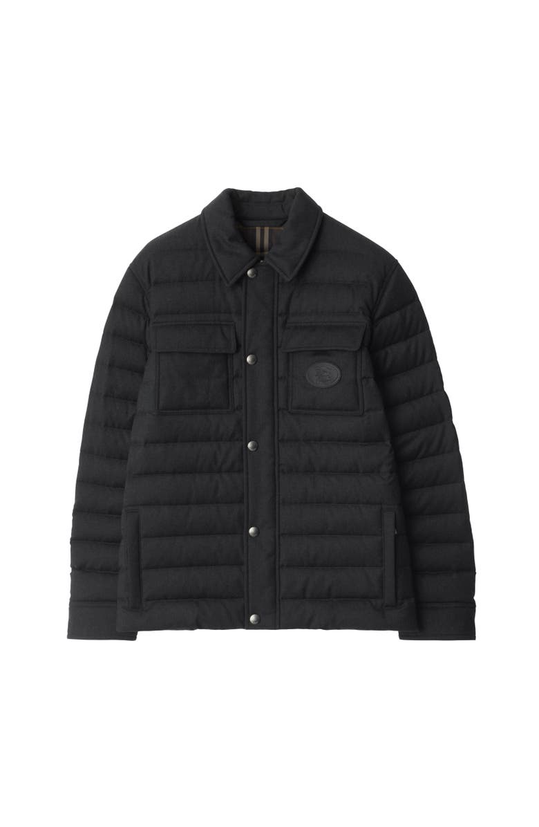 Burberry Wool Flannel Padded Overshirt, Alternate, color, Charcoal Grey