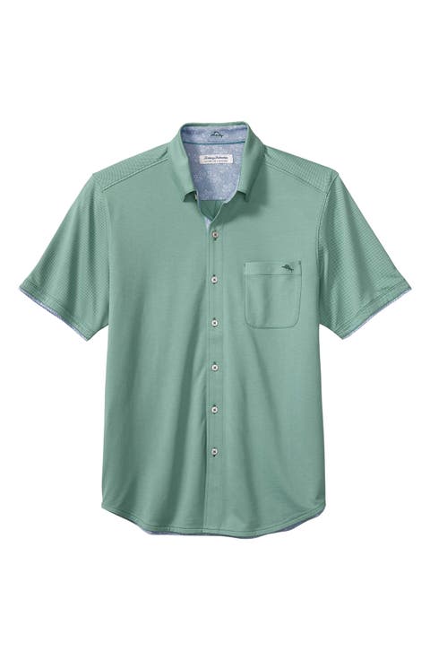 San Lucio Lotus Happy Hour IslandZone® Short Sleeve Cotton Blend Button-Up Shirt