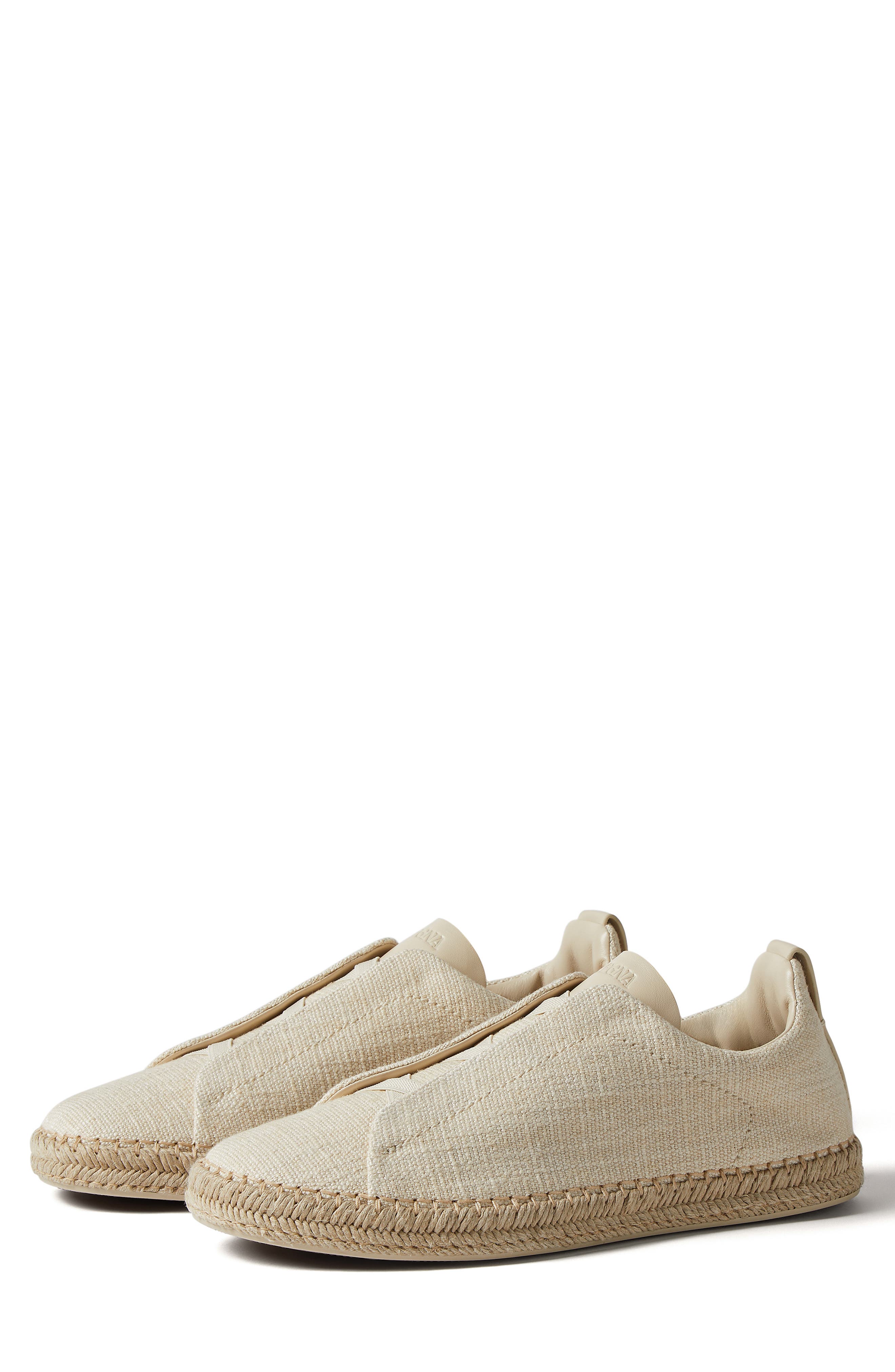 ZEGNA Linen & Leather Blend Triple Stitch<sup>™</sup> Espadrille, Main, color, 