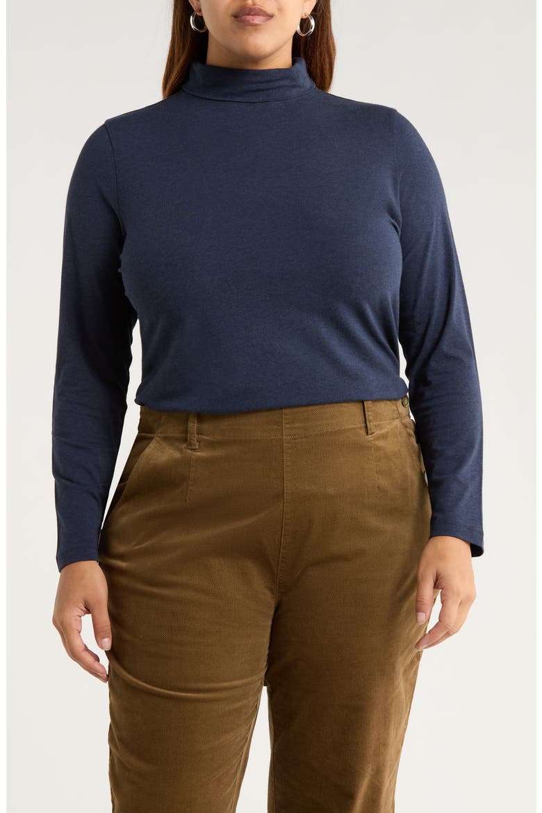 Landing Turtleneck Stretch Organic Cotton Top, Main, color, MARITIME