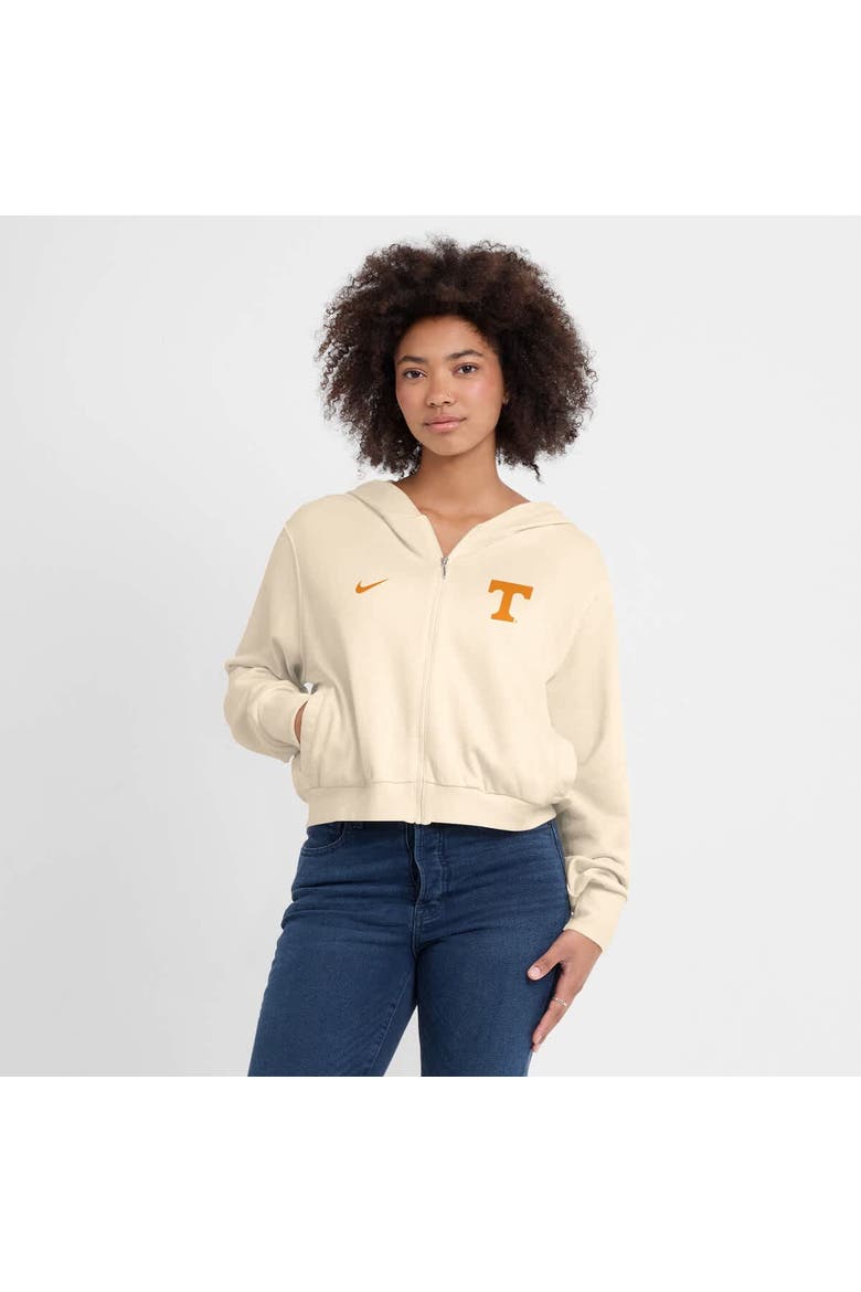 Women's Nike Cream Tennessee Volunteers Cropped Chill Full-Zip Hoodie, Alternate, color, Cream