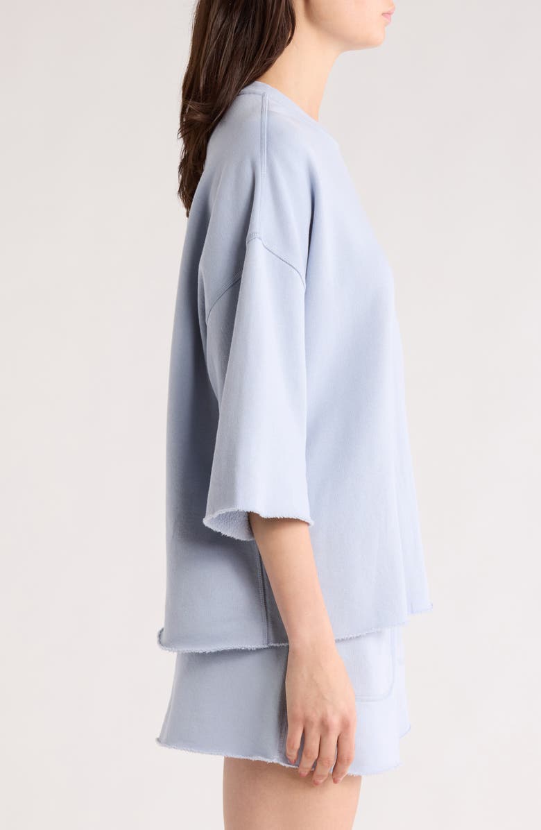 Lunya Silksweats<sup>™</sup> Reversible Crop Pajama Top, Alternate, color, Welkin Blue