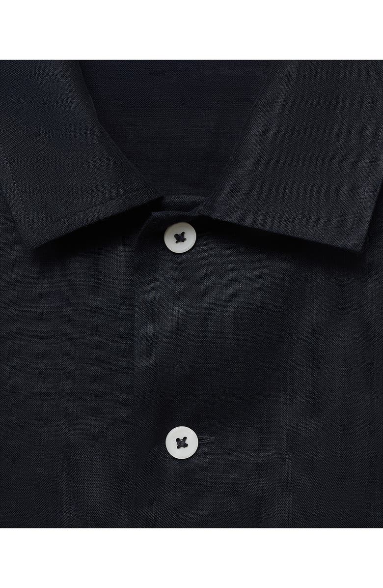 MANGO Lightweight Linen Overshirt, Alternate, color, Navy