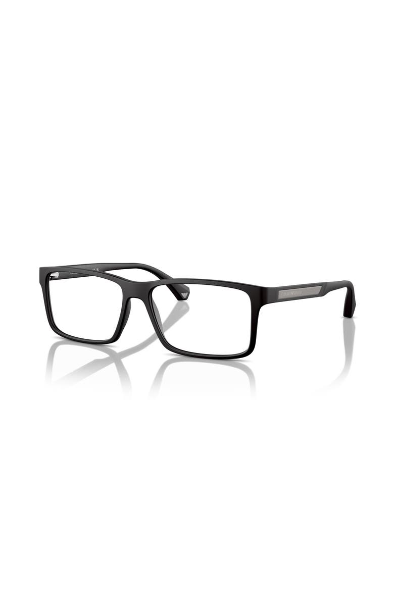 Emporio Armani 56mm Rectangle optical glasses, Main, color, Black