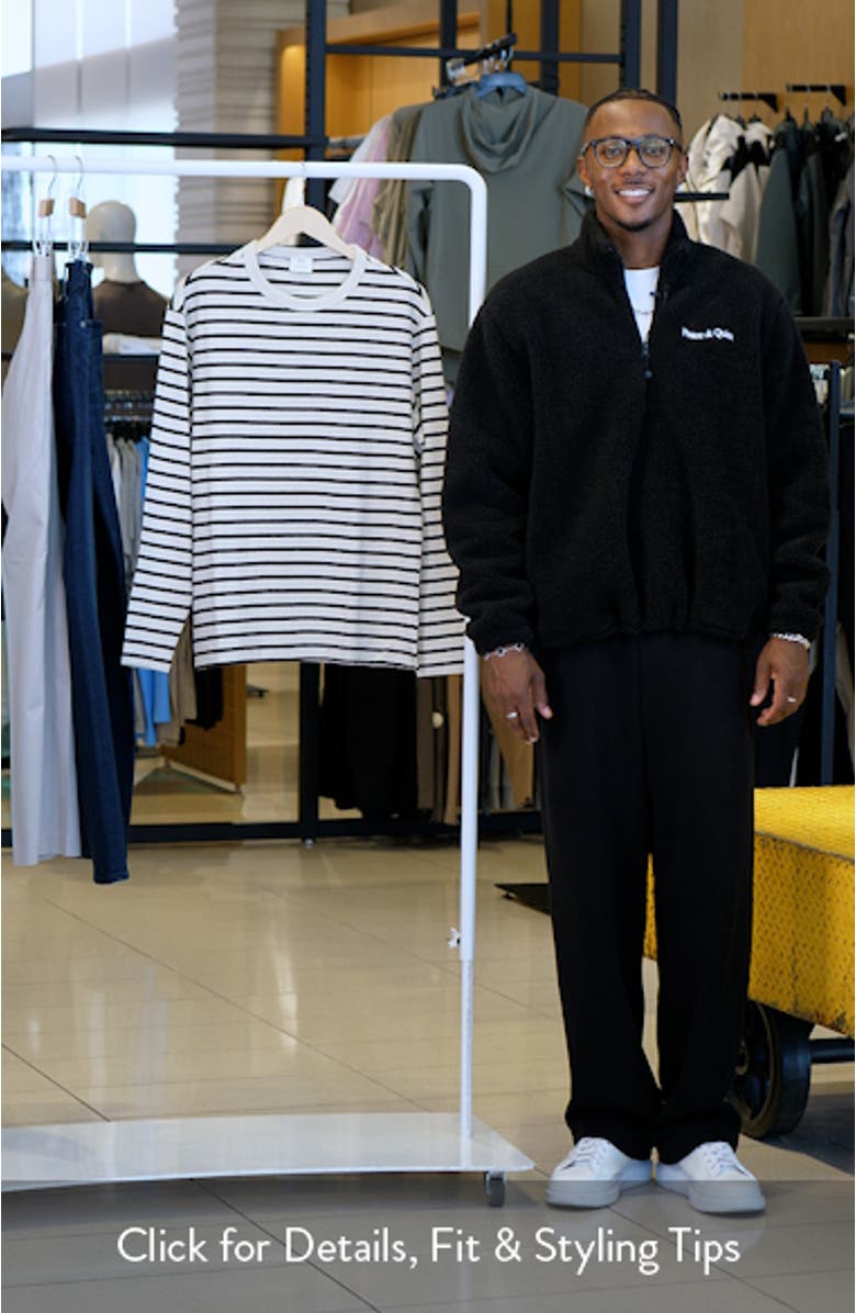 Regular Fit Stripe Long Sleeve Cotton T-Shirt, sales video thumbnail