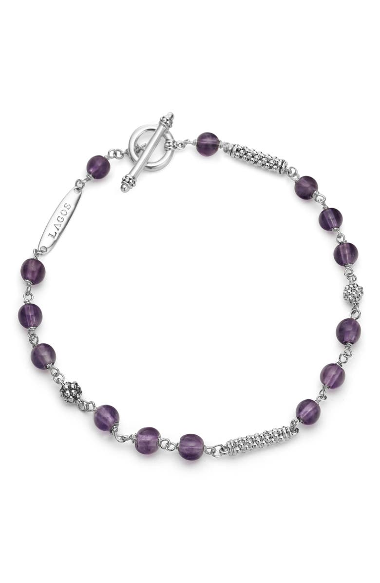 LAGOS Caviar Icon Beaded Amethyst Toggle Bracelet, Alternate, color,