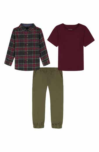 Nautica Kids' T-Shirt, Flannel & Pull-On Pants Set