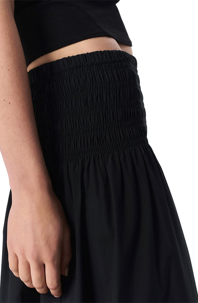 rag & bone Blythe Smocked Poplin Maxi Skirt, Alternate, color, Black