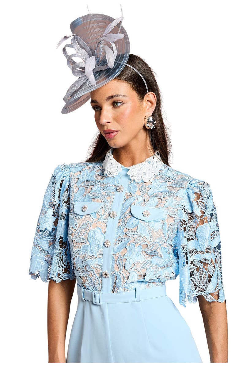 Coast Collared Lace Short Sleeve Jumpsuit, Alternate, color, Pale Blue