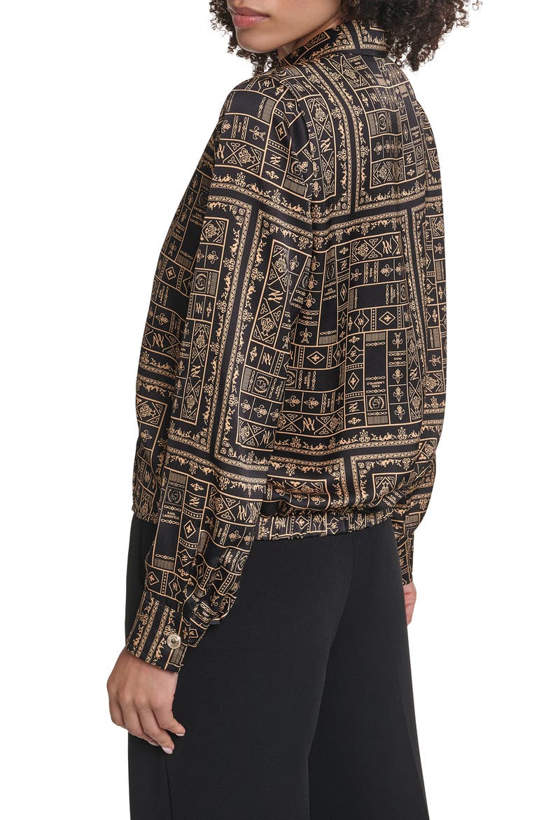 Print Surplice Shirt, Alternate, color, BLACK/ GOLD
