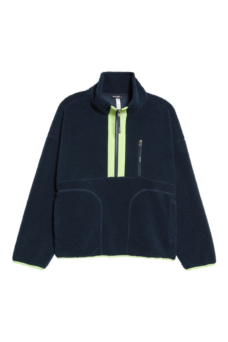 Reese Half-Zip Fleece Pullover, Alternate, color, INDIGO/ LIMEADE