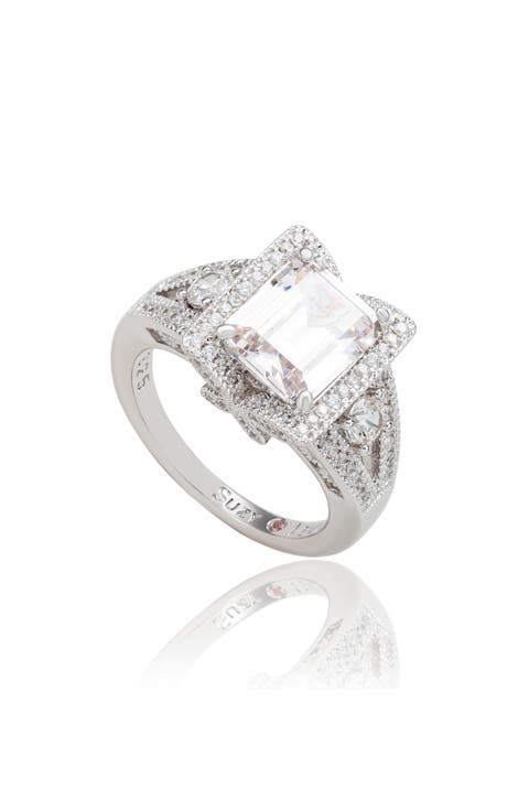 Asscher Cubic Zirconia Engagement Ring