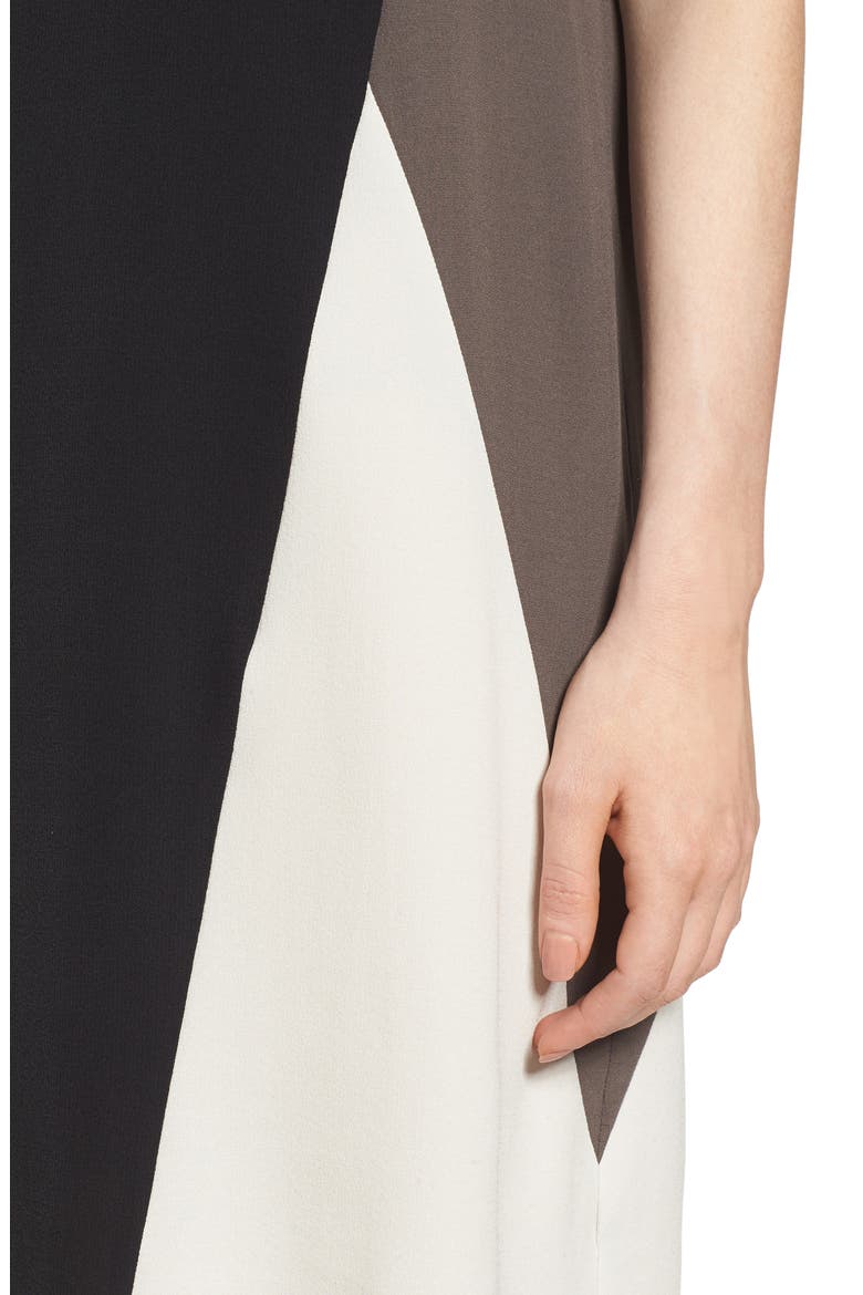 Colorblock Silk Georgette Crepe Dress, Alternate, color, BLACK