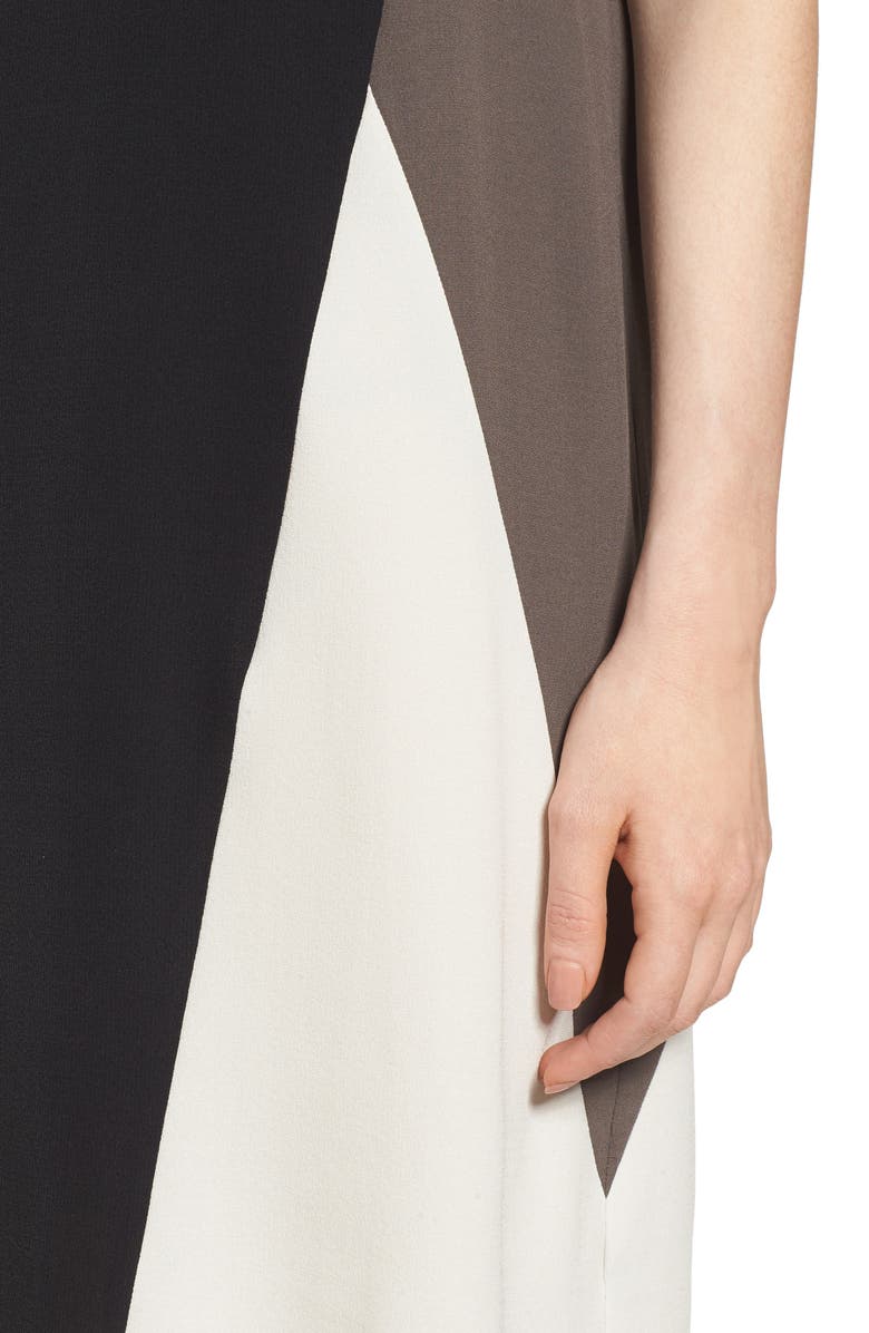 Eileen Fisher Colorblock Silk Georgette Crepe Dress, Alternate, color,