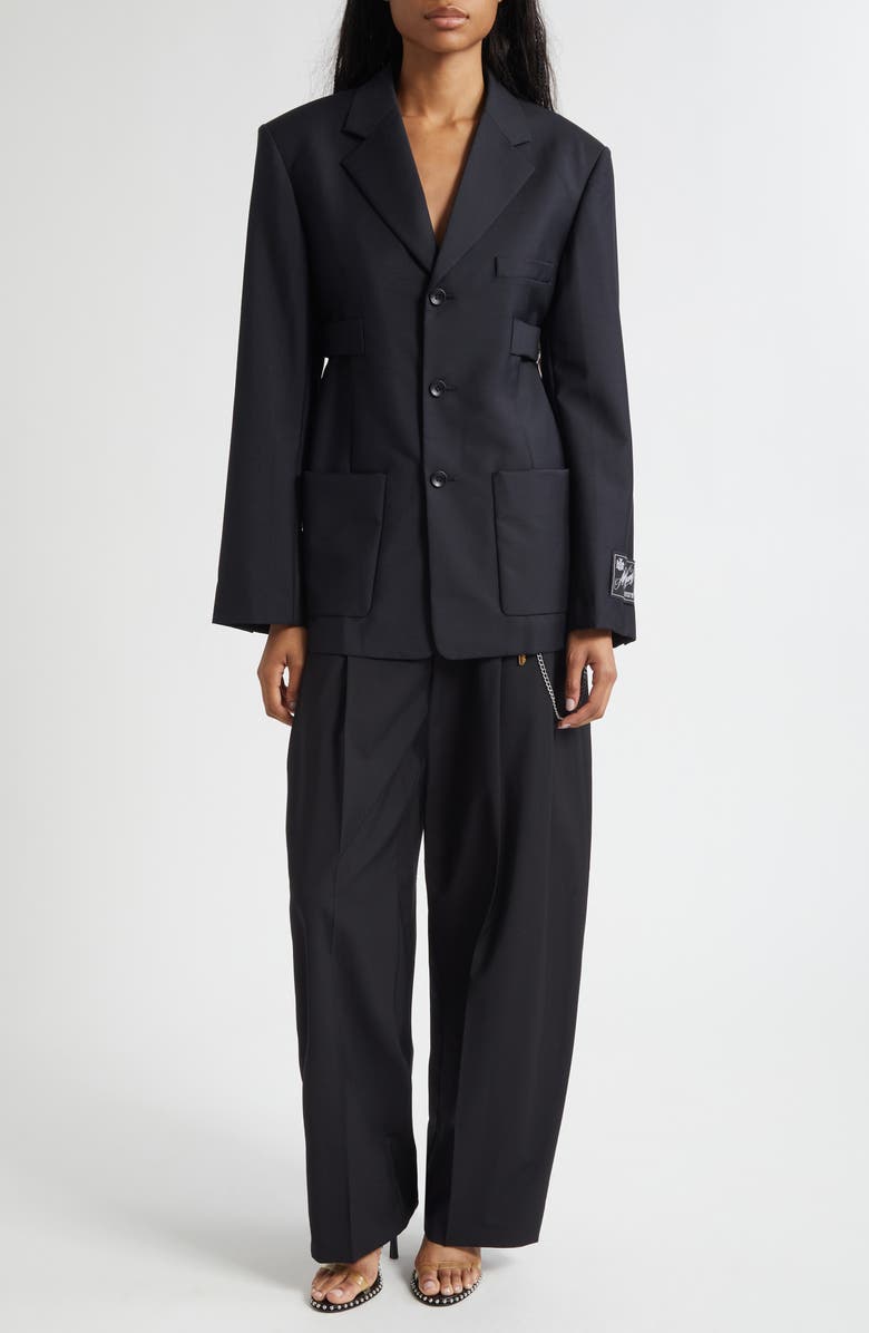Alexander Wang Side Tab Wool & Mohair Blazer, Alternate, color, Black