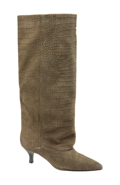 Brisbane Kitten Heel Pointed Toe Knee High Boot