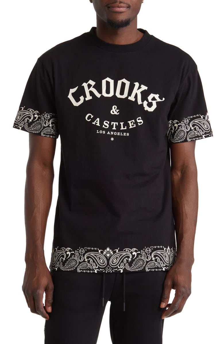 CROOKS AND CASTLES Paisley Knives Embroidery T-Shirt, Main, color, 