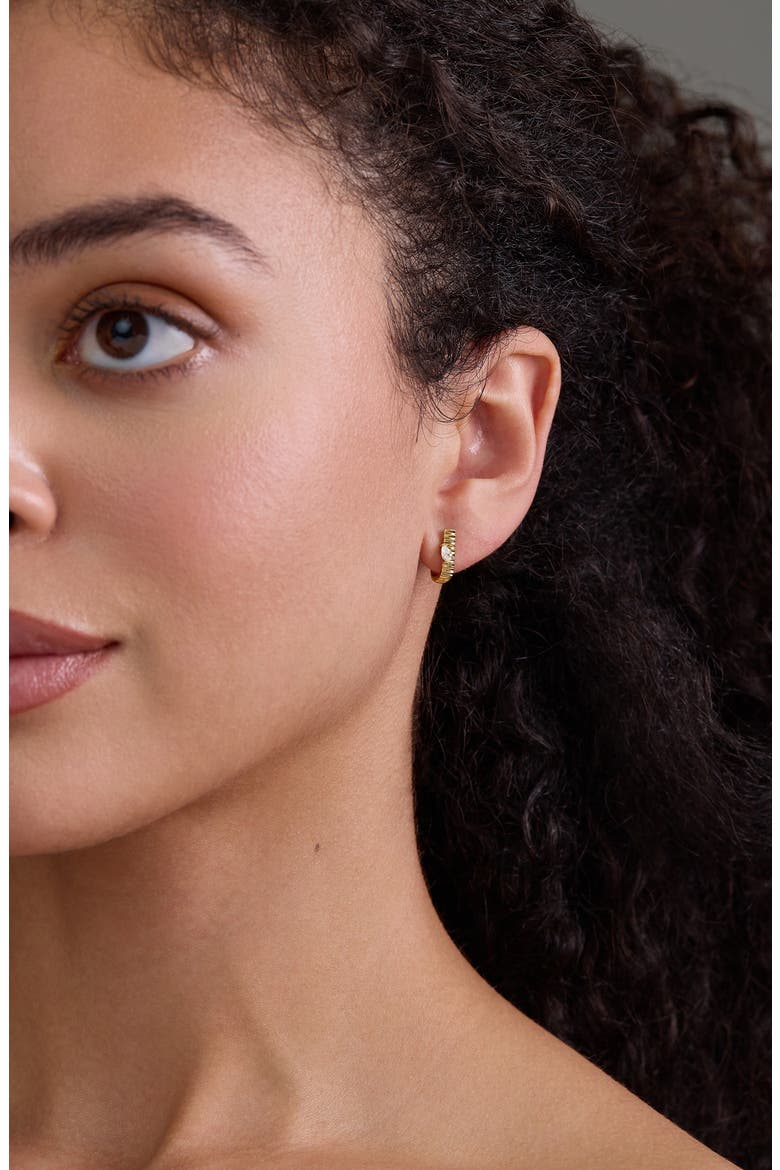 18K Gold Cleo Diamond Hoop Earrings, 11mm (Online Trunk Show), Alternate, color, 18KY