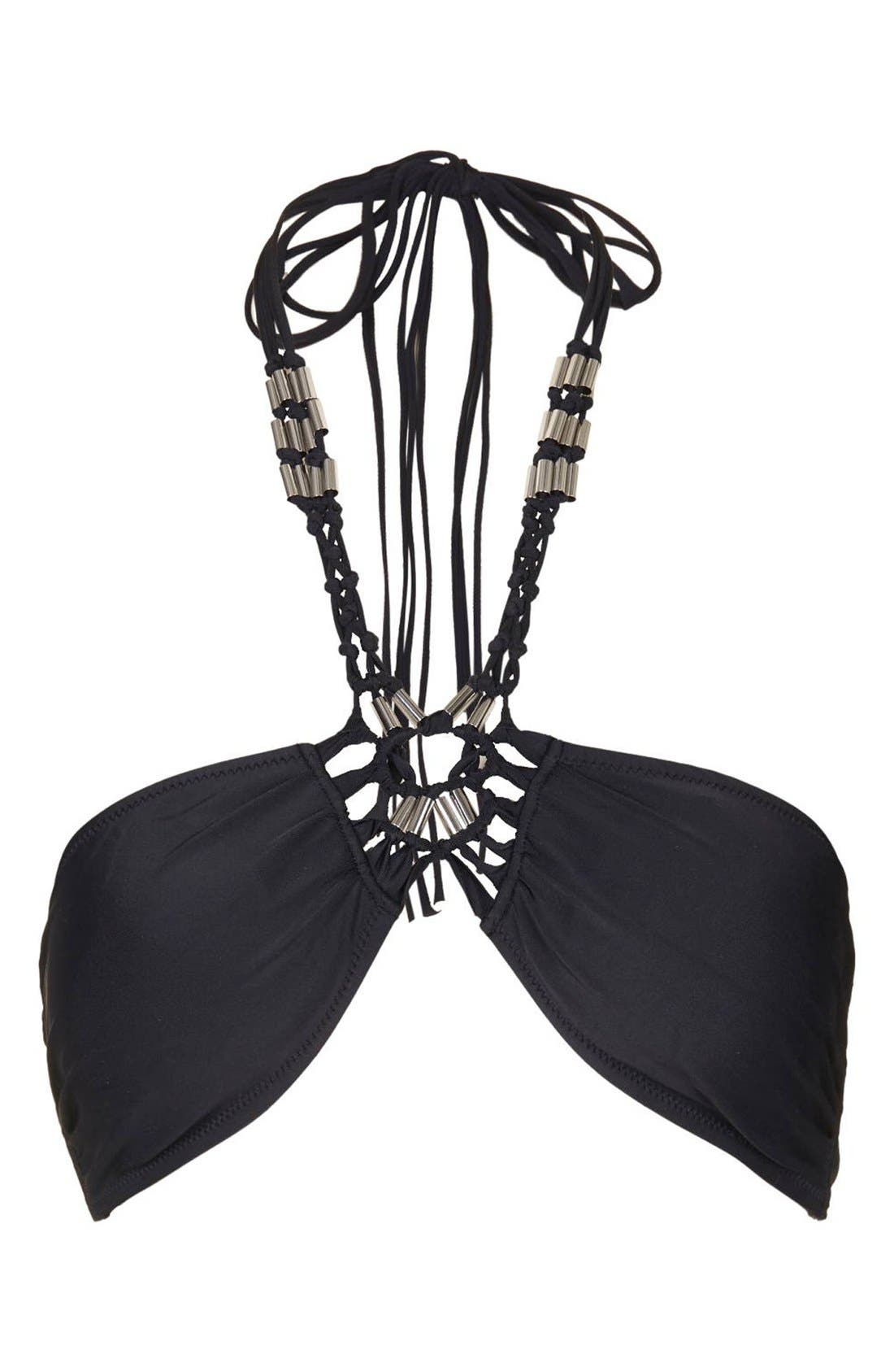 Topshop Macramé Trim Halter Bikini Top (Women) | Nordstrom