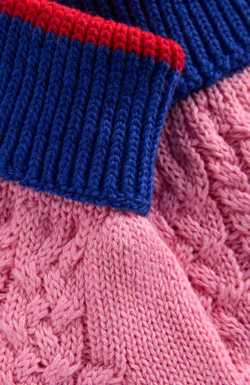 Mini Boden Kids' Cotton Cable Gloves In Pink